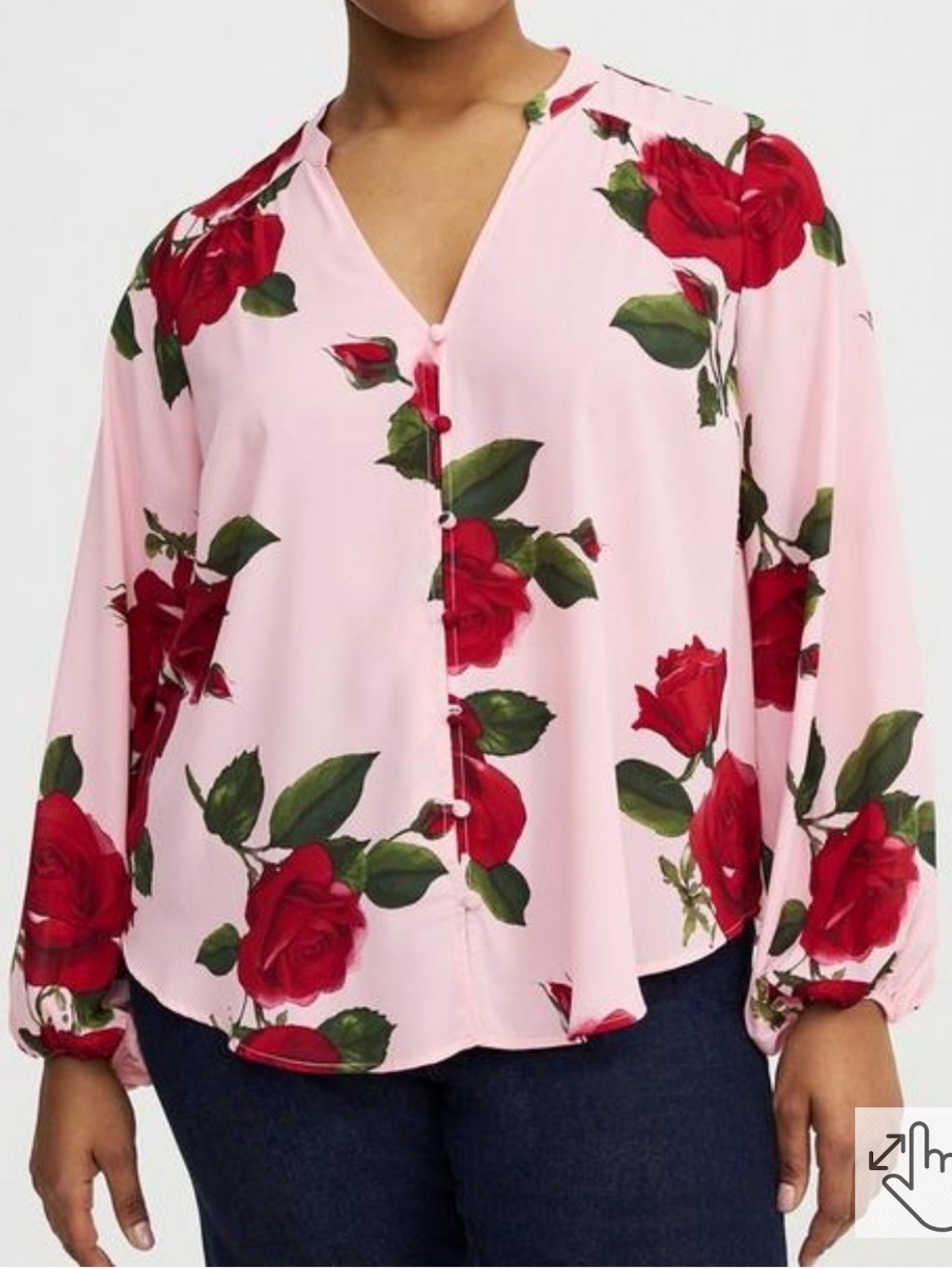 NWT Torrid Georgette button front encore roses blouse, Torrid size 3, 3X